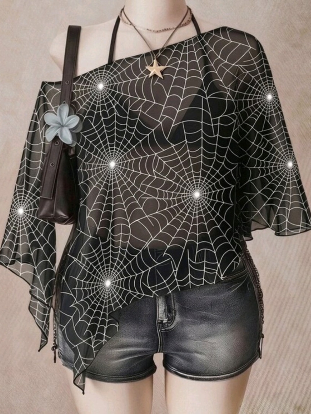 🕸️🕸️ New sheer, lightweight chiffon Spider Web poncho overlay 🕸️🕸️